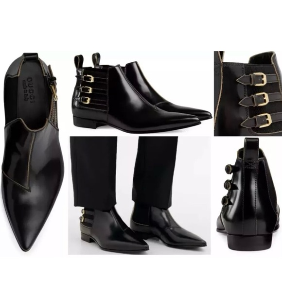 GUCCI Mens Cordovan Lux Leather Ankle Boot Black Size 38 EU - Picture 9 of 9